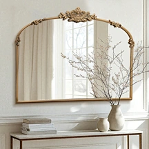 Baroque Floral Gold Framed Mirror – Arched Mirror in Entryway